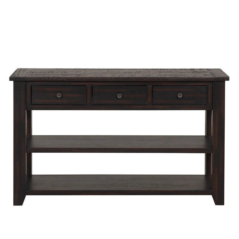 Vintage Console Table with 3 Drawers & 2 Shelves, Solid Pine & MDF, 48.82"W, 99 lb Capacity