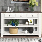 Vintage Console Table with 3 Drawers & 2 Shelves, Solid Pine & MDF, 48.82"W, 99 lb Capacity