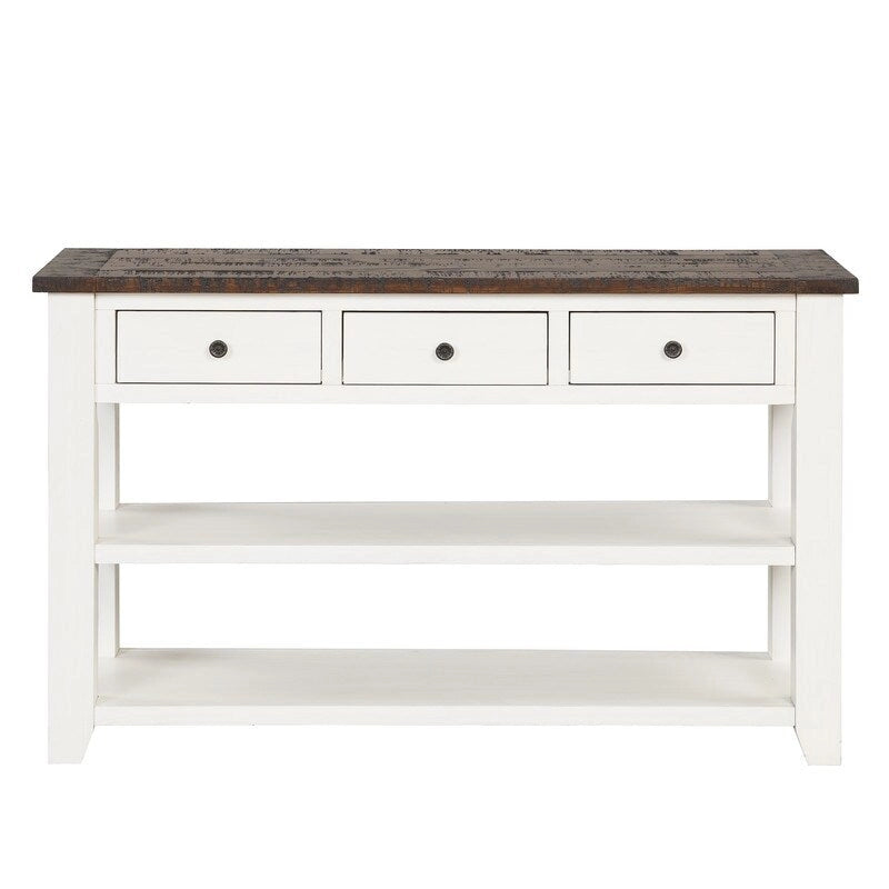 Vintage Console Table with 3 Drawers & 2 Shelves, Solid Pine & MDF, 48.82"W, 99 lb Capacity