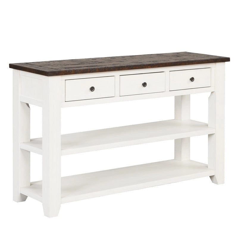 Vintage Console Table with 3 Drawers & 2 Shelves, Solid Pine & MDF, 48.82"W, 99 lb Capacity