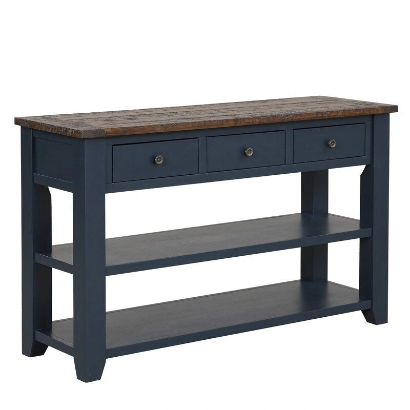 Vintage Console Table with 3 Drawers & 2 Shelves, Solid Pine & MDF, 48.82"W, 99 lb Capacity