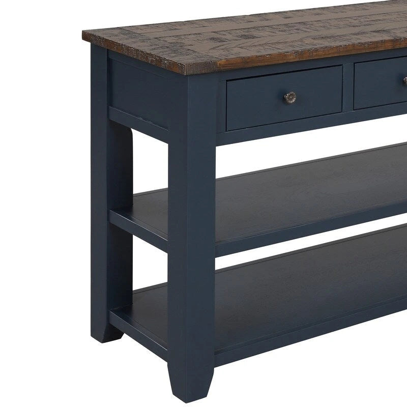 Vintage Console Table with 3 Drawers & 2 Shelves, Solid Pine & MDF, 48.82"W, 99 lb Capacity
