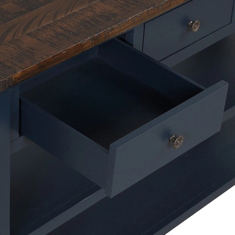 Vintage Console Table with 3 Drawers & 2 Shelves, Solid Pine & MDF, 48.82"W, 99 lb Capacity