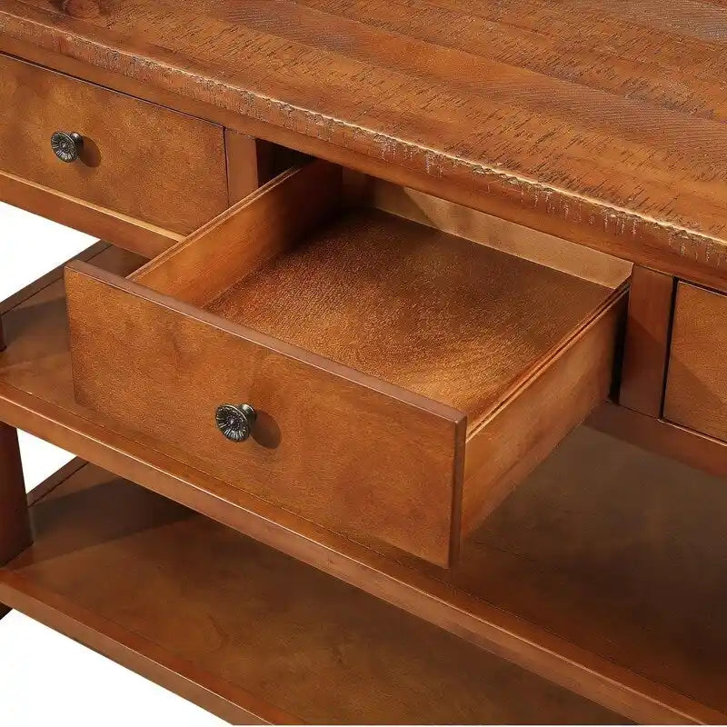 Vintage Console Table with 3 Drawers & 2 Shelves, Solid Pine & MDF, 48.82"W, 99 lb Capacity