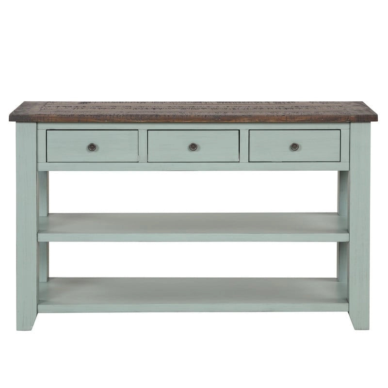 Vintage Console Table with 3 Drawers & 2 Shelves, Solid Pine & MDF, 48.82"W, 99 lb Capacity