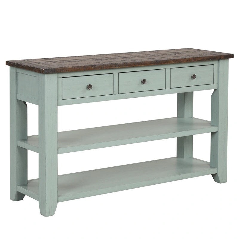 Vintage Console Table with 3 Drawers & 2 Shelves, Solid Pine & MDF, 48.82"W, 99 lb Capacity