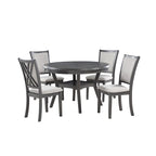 5-Piece Round Dining Table Set with 4 Upholstered Chairs | Farmhouse Style | 47" Table