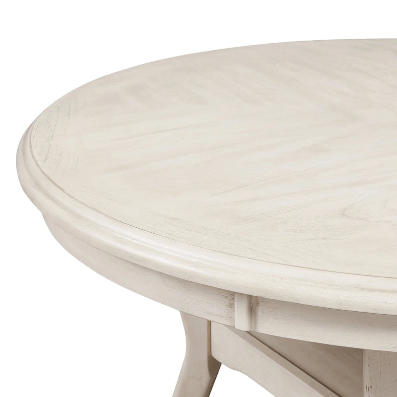 5-Piece Round Dining Table Set with 4 Upholstered Chairs | Farmhouse Style | 47" Table