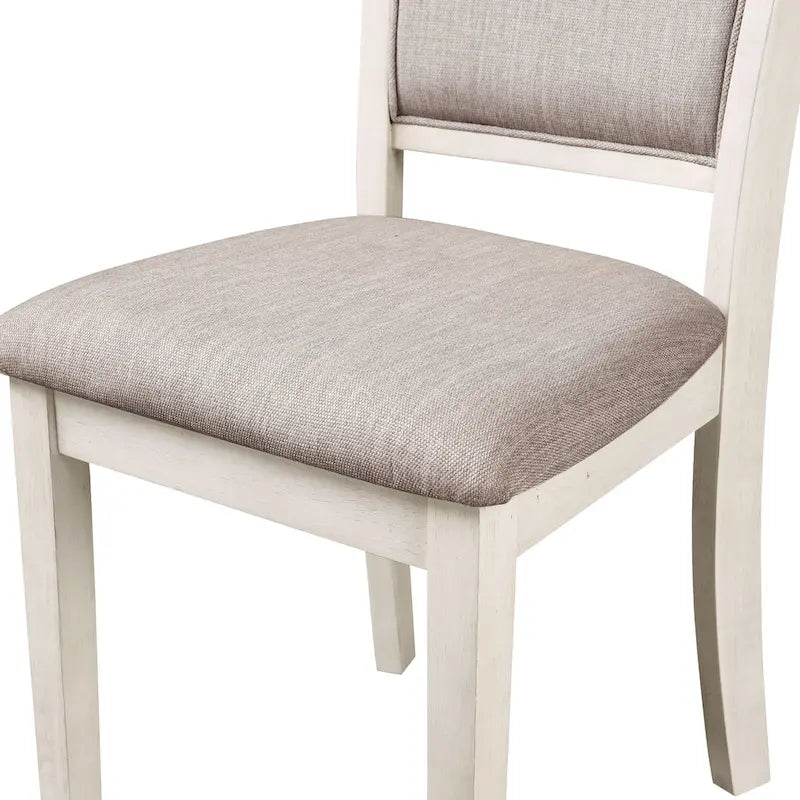 5-Piece Round Dining Table Set with 4 Upholstered Chairs | Farmhouse Style | 47" Table