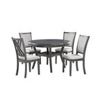 5-Piece Round Dining Table Set with 4 Upholstered Chairs | Farmhouse Style | 47" Table