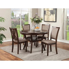 5-Piece Round Dining Table Set with 4 Upholstered Chairs | Farmhouse Style | 47" Table