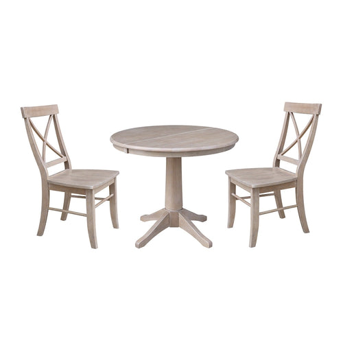 36 Round Extension Dining Table with X-Back Chairs