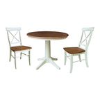 36 Round Extension Dining Table with X-Back Chairs