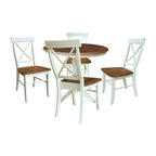 36 Round Extension Dining Table with X-Back Chairs