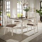Extendable Rubberwood Dining Table Set, Antique White, Seats 4–8, 5-Piece or 7-Piece