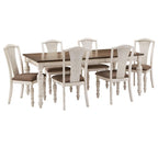 Extendable Rubberwood Dining Table Set, Antique White, Seats 4–8, 5-Piece or 7-Piece