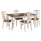 Extendable Rubberwood Dining Table Set, Antique White, Seats 4–8, 5-Piece or 7-Piece