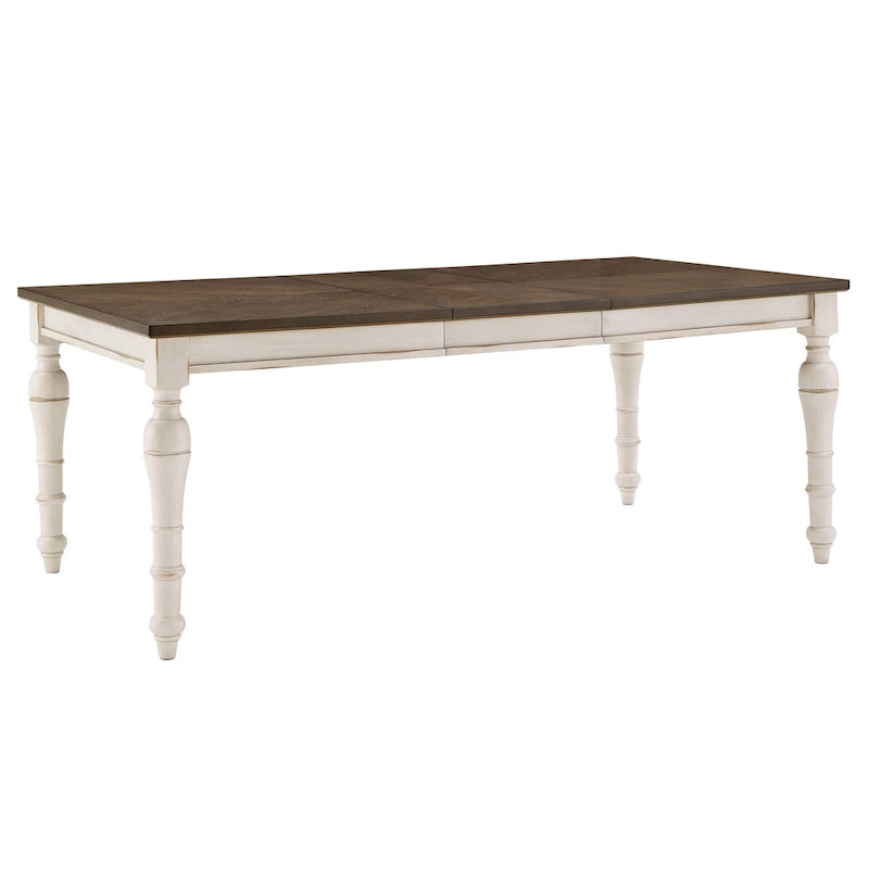 Extendable Rubberwood Dining Table Set, Antique White, Seats 4–8, 5-Piece or 7-Piece