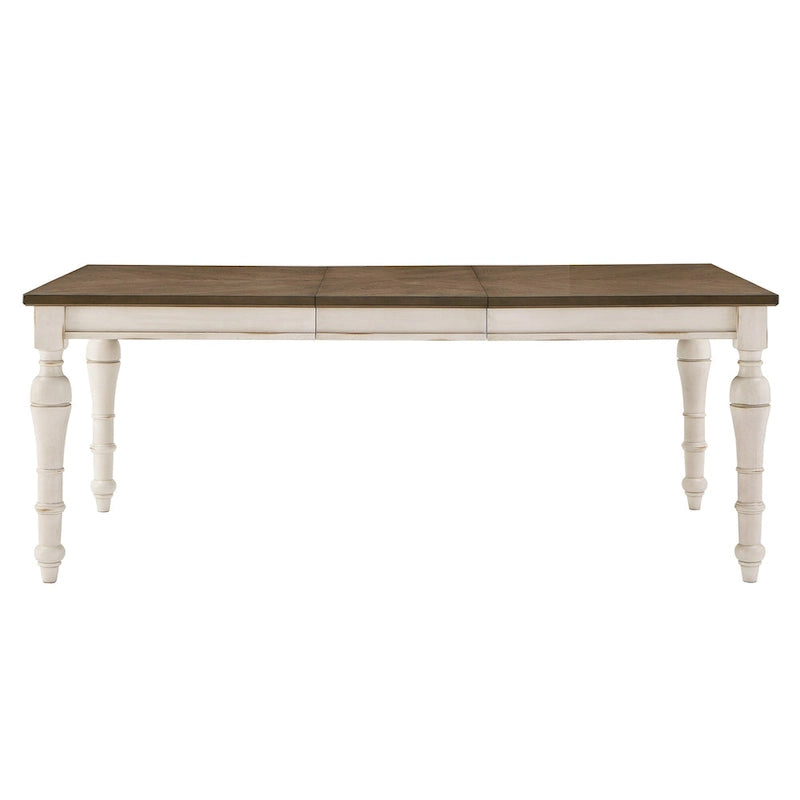 Extendable Rubberwood Dining Table Set, Antique White, Seats 4–8, 5-Piece or 7-Piece