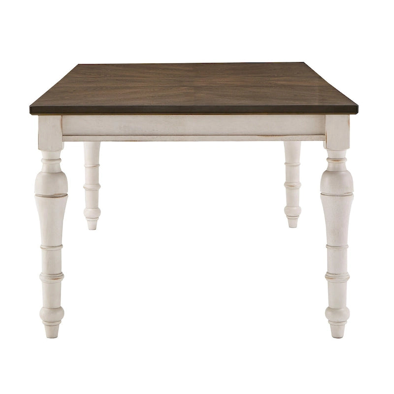 Extendable Rubberwood Dining Table Set, Antique White, Seats 4–8, 5-Piece or 7-Piece