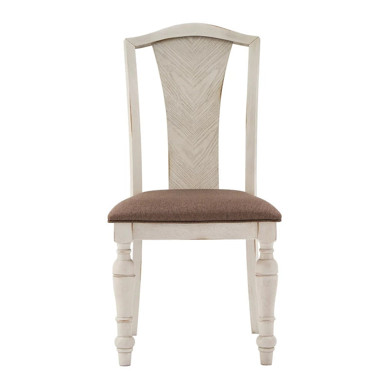 Extendable Rubberwood Dining Table Set, Antique White, Seats 4–8, 5-Piece or 7-Piece