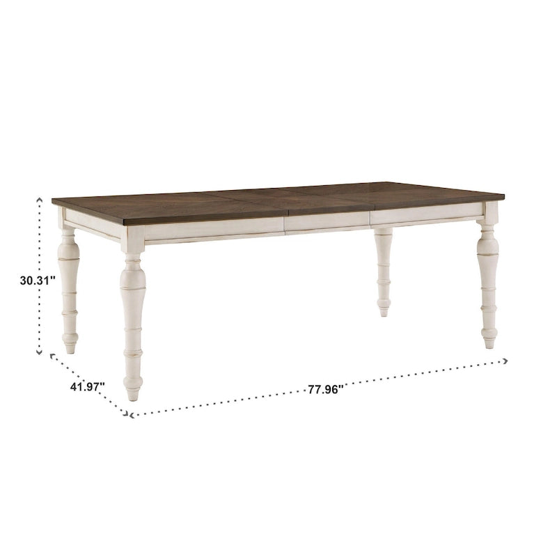 Extendable Rubberwood Dining Table Set, Antique White, Seats 4–8, 5-Piece or 7-Piece