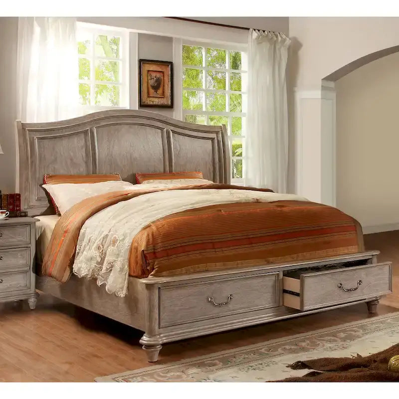 Wury Rustic Grey Solid Wood 2-Drawer Platform Bed by 
