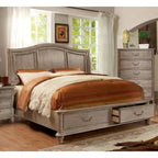 Wury Rustic Grey Solid Wood 2-Drawer Platform Bed by
