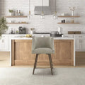 360° Swivel Counter Stool with Low Back, Tweed Fabric, Nailhead Trim, 26.5" Seat Height, 300 lbs