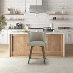 360° Swivel Counter Stool with Low Back, Tweed Fabric, Nailhead Trim, 26.5" Seat Height, 300 lbs