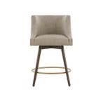 360° Swivel Counter Stool with Low Back, Tweed Fabric, Nailhead Trim, 26.5" Seat Height, 300 lbs