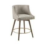 360° Swivel Counter Stool with Low Back, Tweed Fabric, Nailhead Trim, 26.5" Seat Height, 300 lbs