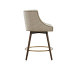 360° Swivel Counter Stool with Low Back, Tweed Fabric, Nailhead Trim, 26.5" Seat Height, 300 lbs