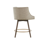 360° Swivel Counter Stool with Low Back, Tweed Fabric, Nailhead Trim, 26.5" Seat Height, 300 lbs