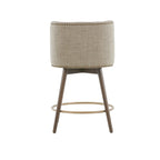 360° Swivel Counter Stool with Low Back, Tweed Fabric, Nailhead Trim, 26.5" Seat Height, 300 lbs