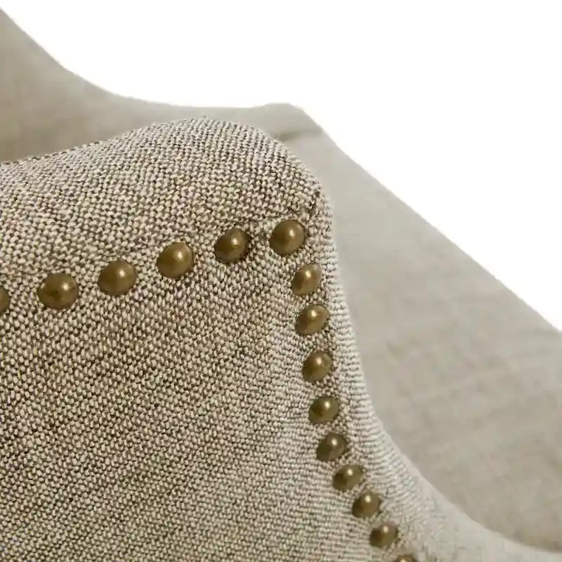 360° Swivel Counter Stool with Low Back, Tweed Fabric, Nailhead Trim, 26.5" Seat Height, 300 lbs
