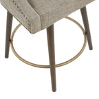 360° Swivel Counter Stool with Low Back, Tweed Fabric, Nailhead Trim, 26.5" Seat Height, 300 lbs