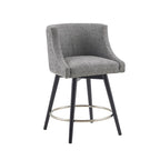 360° Swivel Counter Stool with Low Back, Tweed Fabric, Nailhead Trim, 26.5" Seat Height, 300 lbs