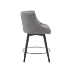 360° Swivel Counter Stool with Low Back, Tweed Fabric, Nailhead Trim, 26.5" Seat Height, 300 lbs