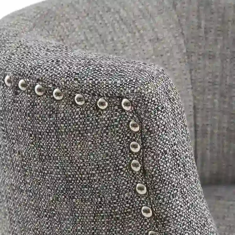 360° Swivel Counter Stool with Low Back, Tweed Fabric, Nailhead Trim, 26.5" Seat Height, 300 lbs
