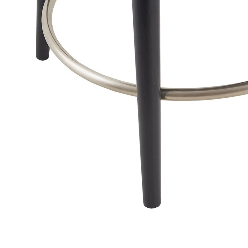 360° Swivel Counter Stool with Low Back, Tweed Fabric, Nailhead Trim, 26.5" Seat Height, 300 lbs