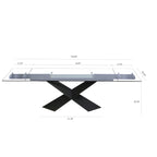 DAVEE Extendable Dining Table with Clear Glass Table Top - 106.3*35.43*29.53