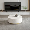 Faux Marble Top Round Modern Coffee Table with 2 Drawers