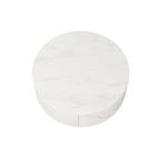 Faux Marble Top Round Modern Coffee Table with 2 Drawers