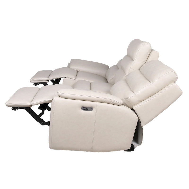 Durham Ivory Top Grain Leather Power Sofa