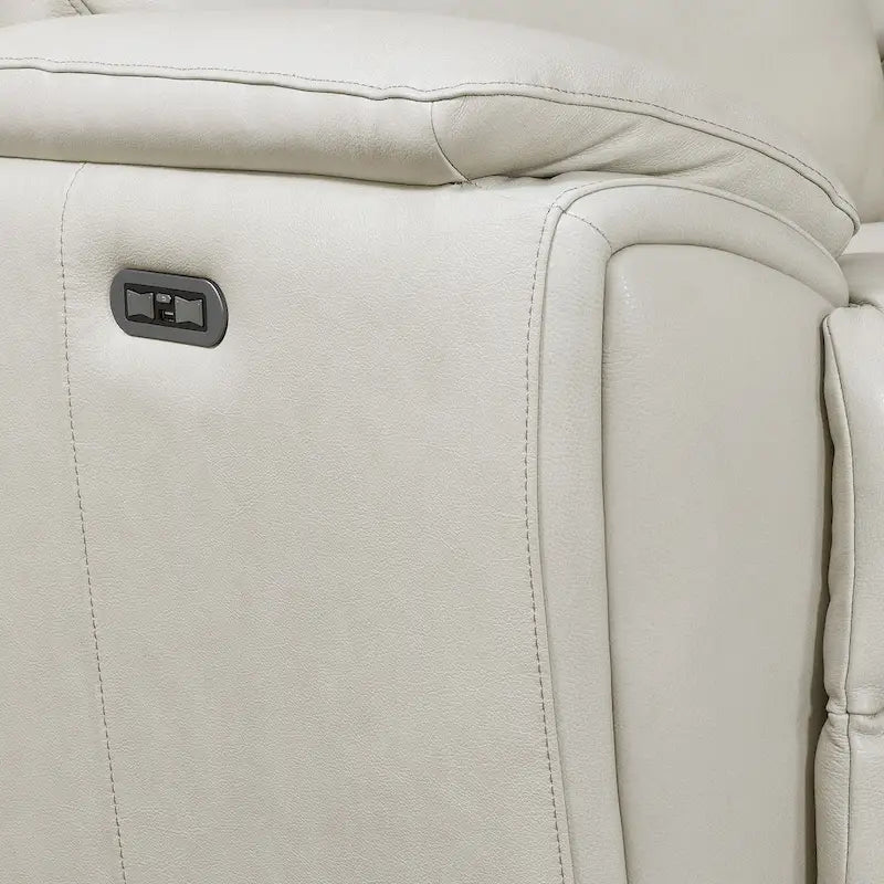 Durham Ivory Top Grain Leather Power Sofa