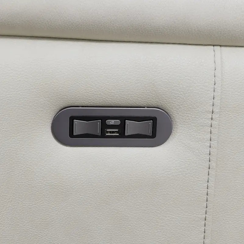 Durham Ivory Top Grain Leather Power Sofa