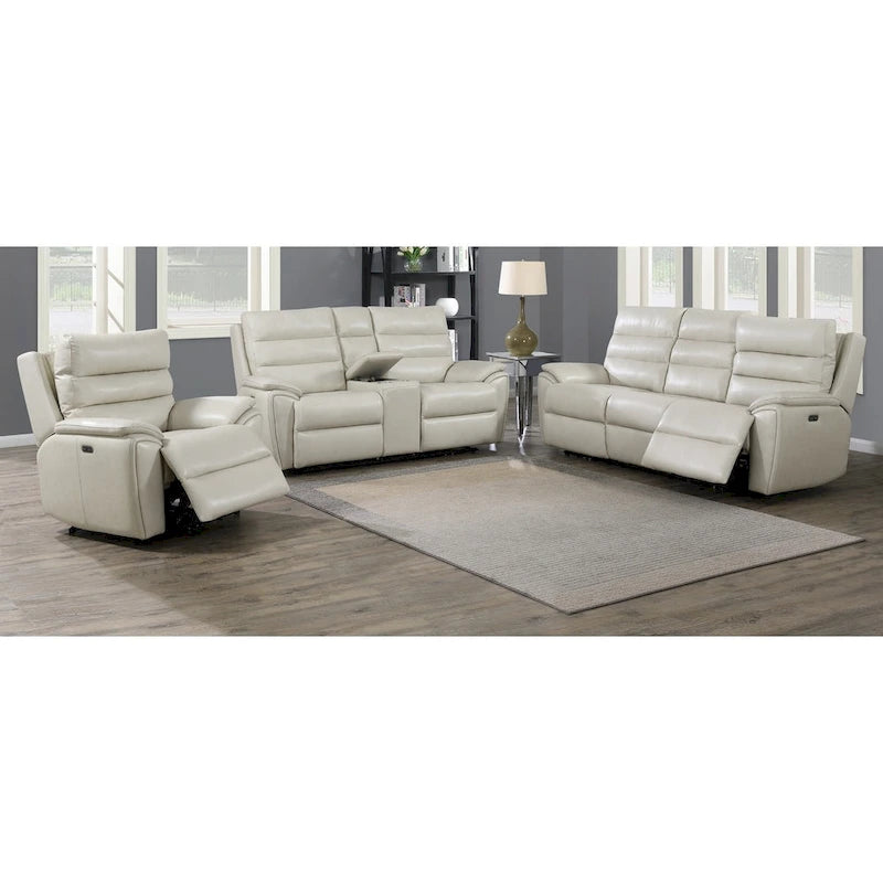 Durham Ivory Top Grain Leather Power Sofa