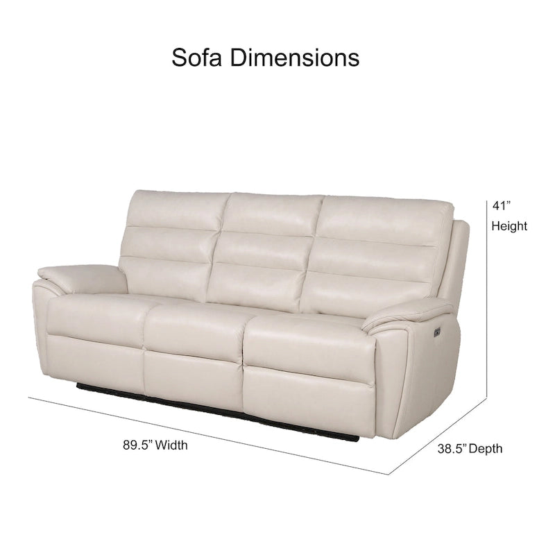 Durham Ivory Top Grain Leather Power Sofa