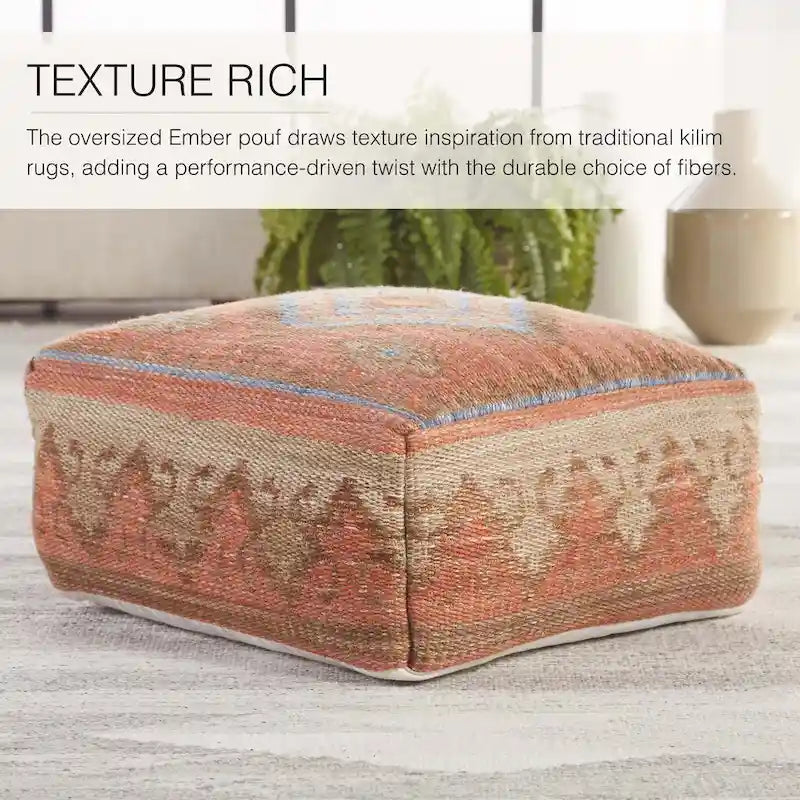 Bohemian-Style Square Floor Cushion (20 x 20 x 8 inches) — Indoor/Outdoor Use, 200 lb Weight Capacity